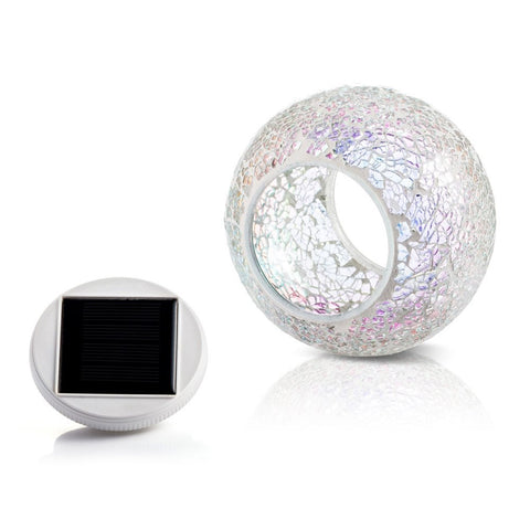 Aukora solar panel top view on crack glass ball light charging