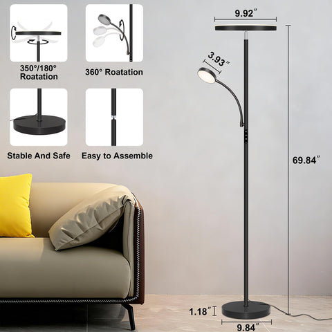 Aulaiyi floor lamp dimming from 5% to 100% for precise brightness