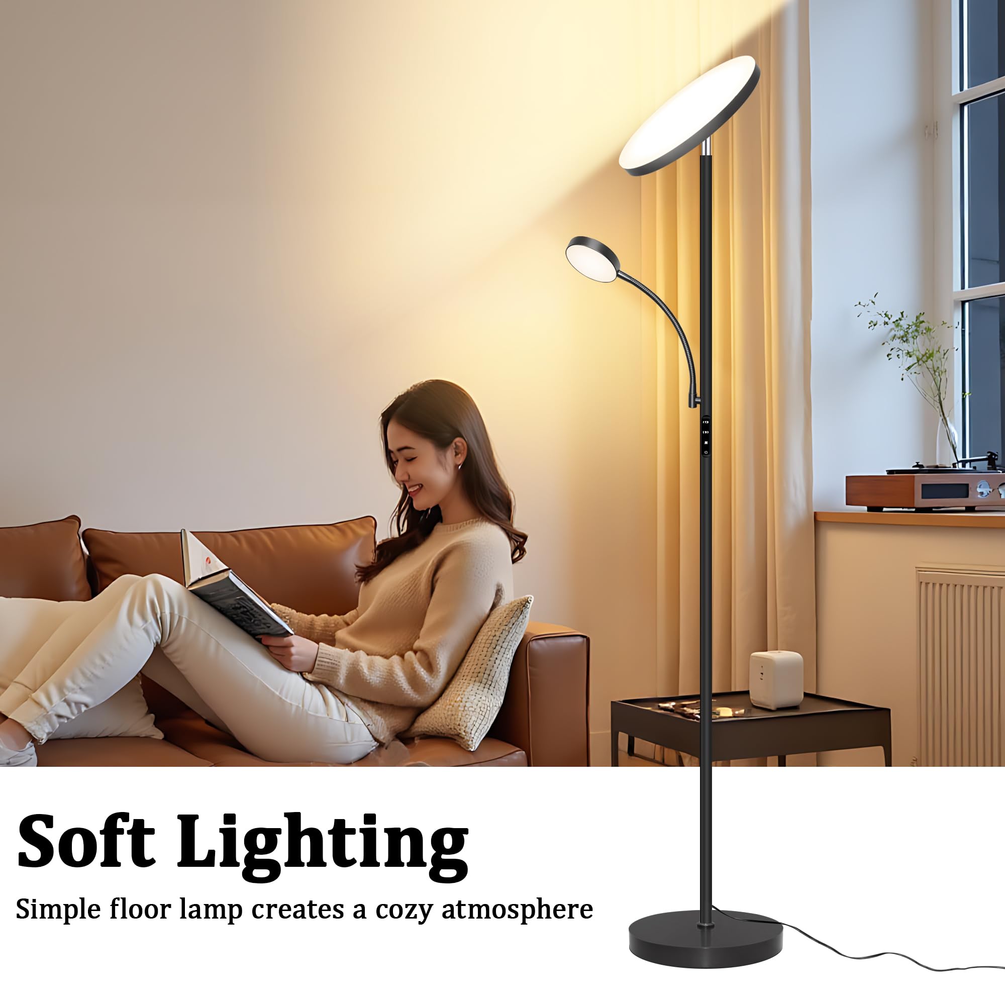 Aulaiyi floor lamp has a stable base and tilt-tested safety design