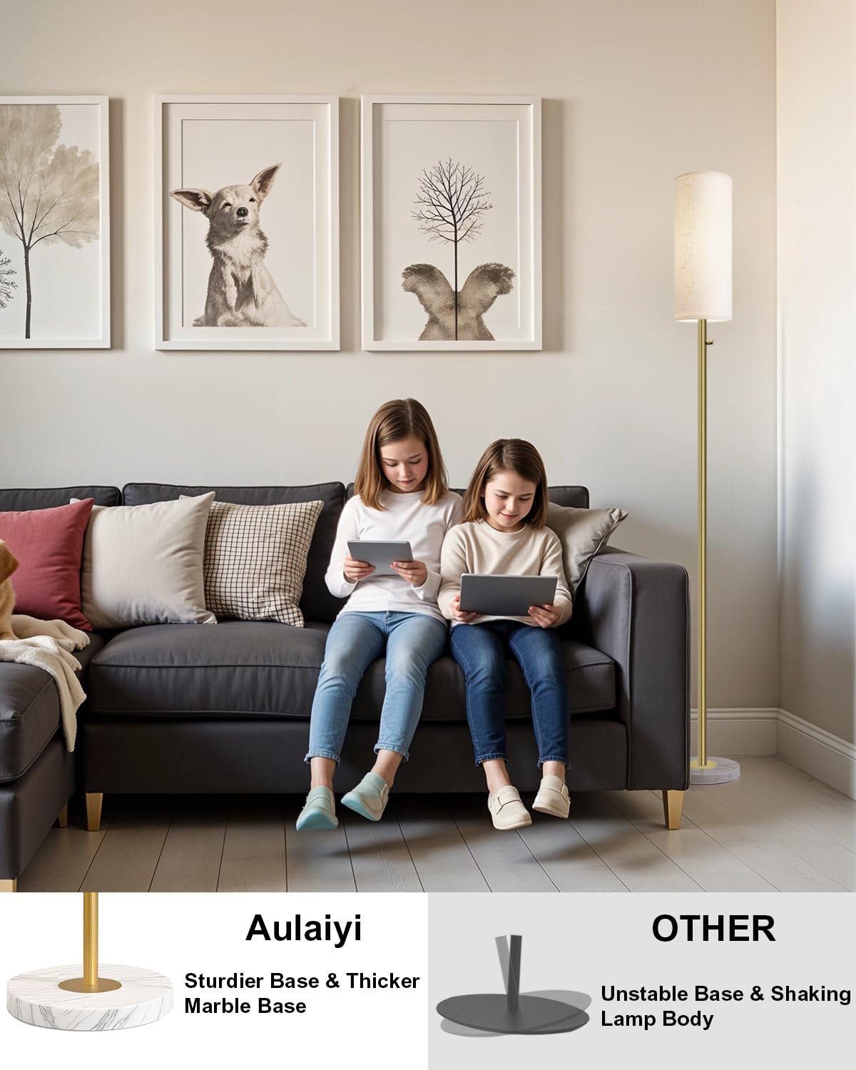 Aulaiyi linen shade diffuses light for a gentle, cozy glow