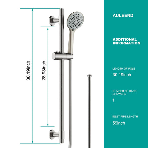 AULEEND 5-function handheld showerhead with versatile spray options.