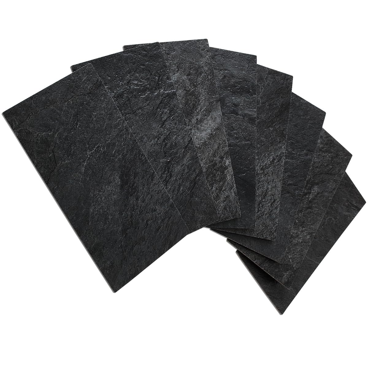 AULIGET Black Slate peel-and-stick tile shown on a kitchen backsplash for easy updates.