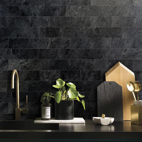 AULIGET slate-look tile in RV or camper interior for quick renovation.