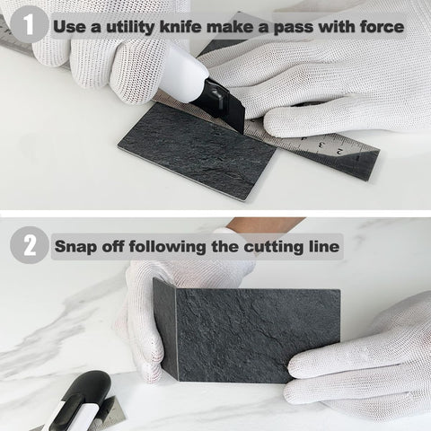 AULIGET tile set cut with utility knife for customized patterns.