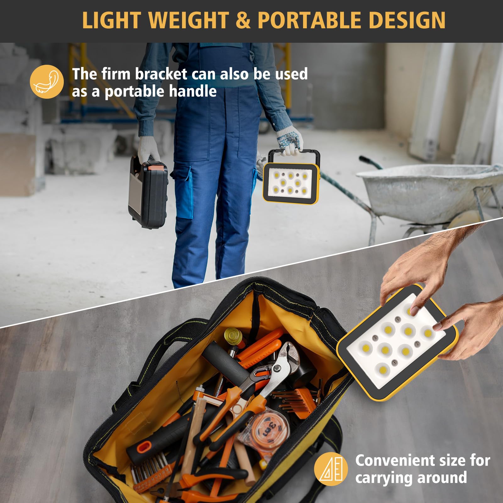 AUMIO compact storage design keeps lights organized when not in use.