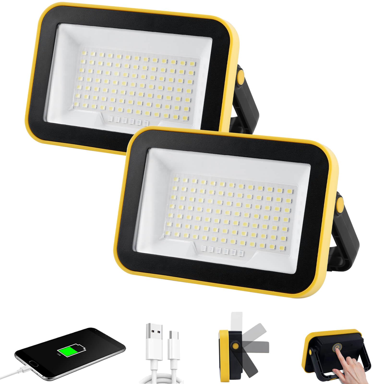 AUMIO rechargeable work light 2-pack providing versatile on-site illumination.
