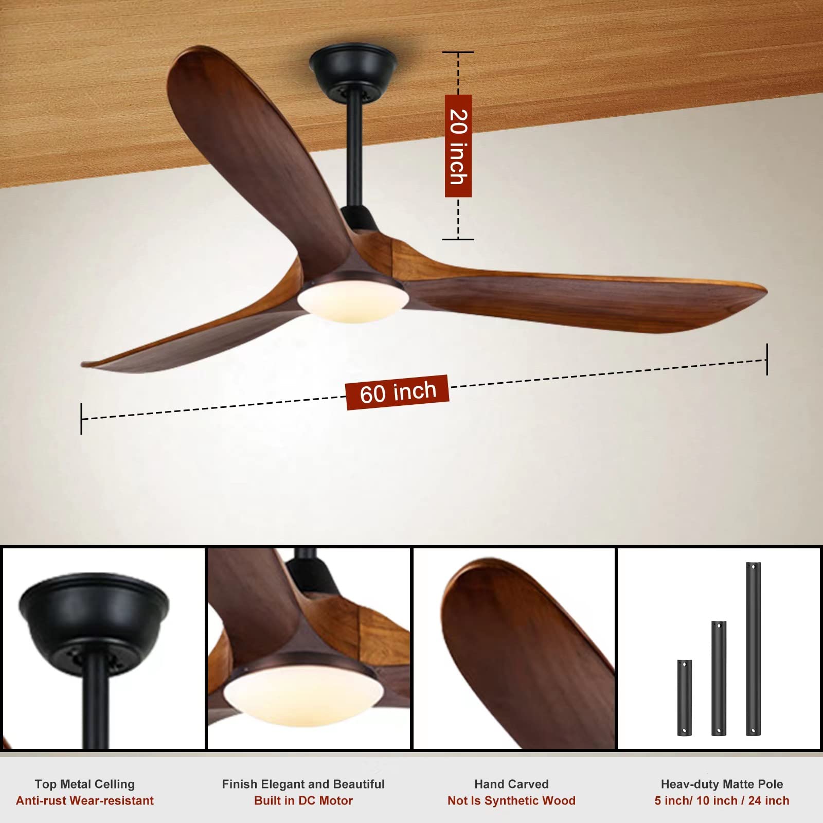 AUNLPB remote control for convenient speed and light adjustments on demand.