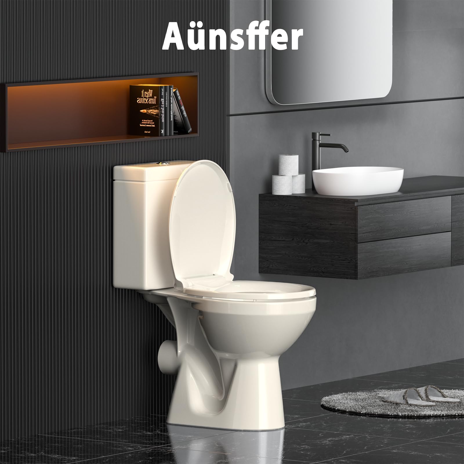 Aünsffer B2B ready almond toilet seat with showroom packaging