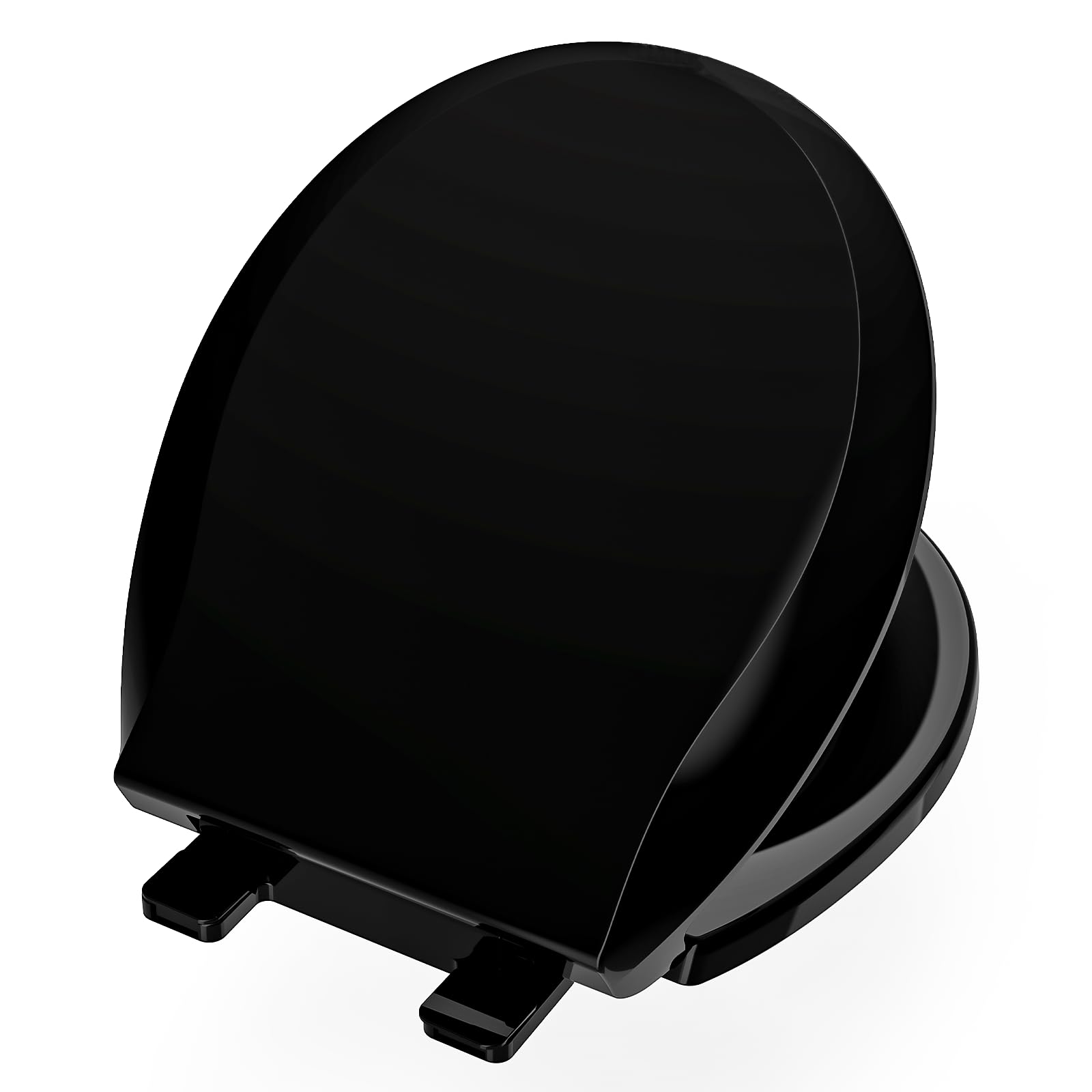 Aünsffer black 16.5-inch round toilet seat front view, durable and stylish.