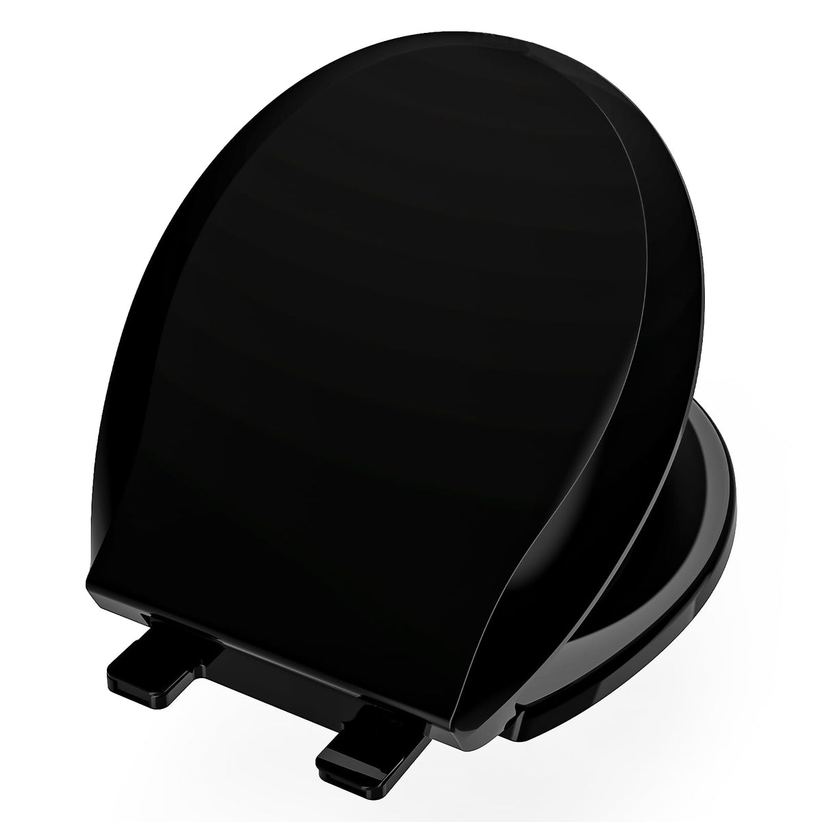 Aünsffer black 16.5-inch round toilet seat front view, durable and stylish.