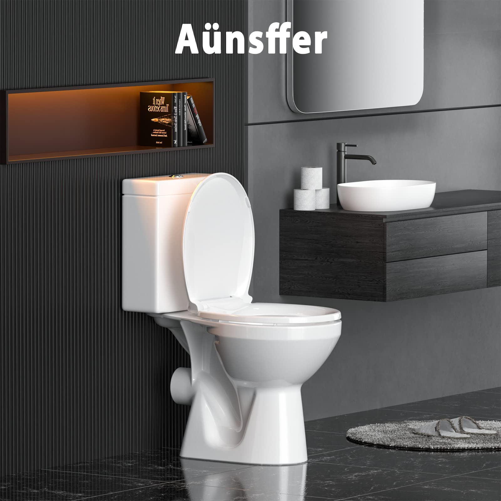 Aünsffer B2B availability for bulk orders of black toilet seats.