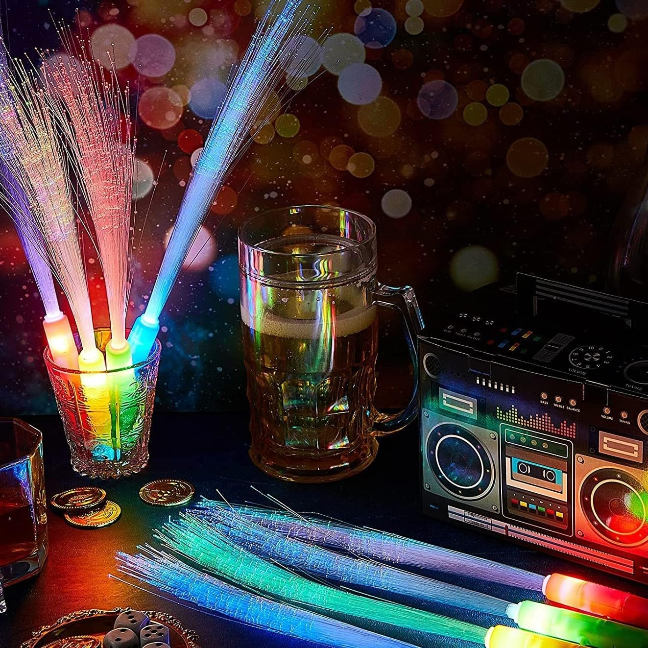 Auntzyj fiber-optic light set provides safe illumination for events.