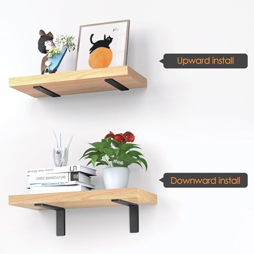 Aunulahca heavy-duty shelf brackets 10-inch thick 5mm steel with black finish.
