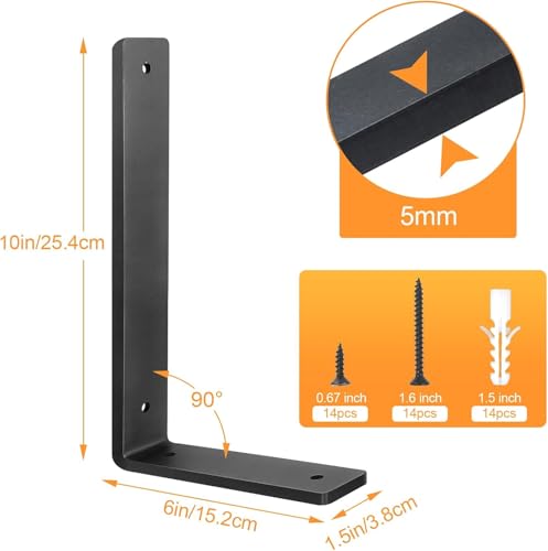 Aunulahca heavy-duty shelf brackets 10-inch with hardware for quick DIY mounting.