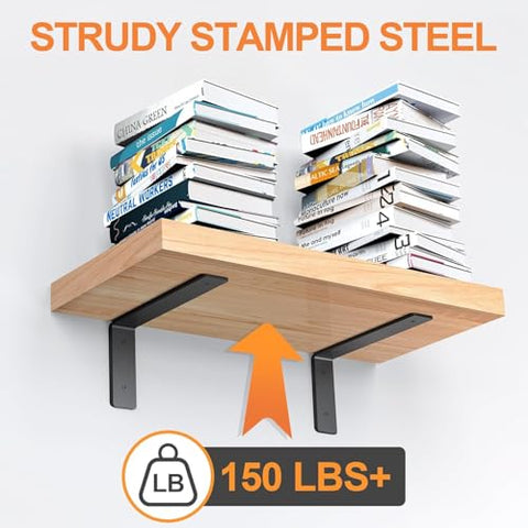 Aunulahca heavy-duty shelf brackets 10-inch side profile highlights 5mm steel strength.