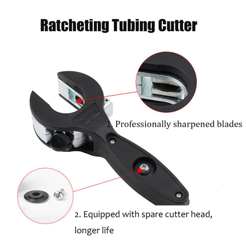 Auomuo tubing cutter with adjustable blade position for accuracy.