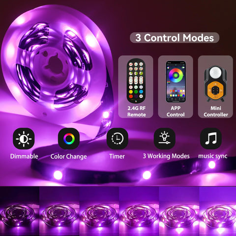Auplf LED strip app control interface enabling custom scenes