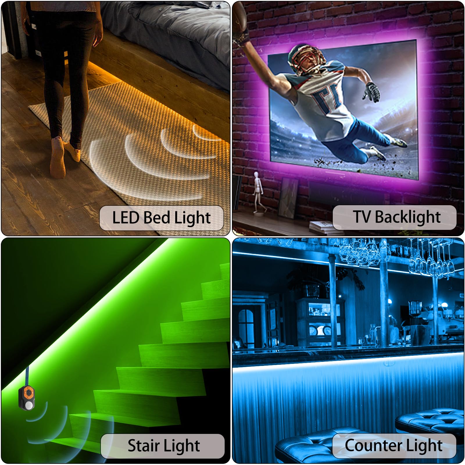 Auplf LED strip warm ambient night light for safe steps in the dark