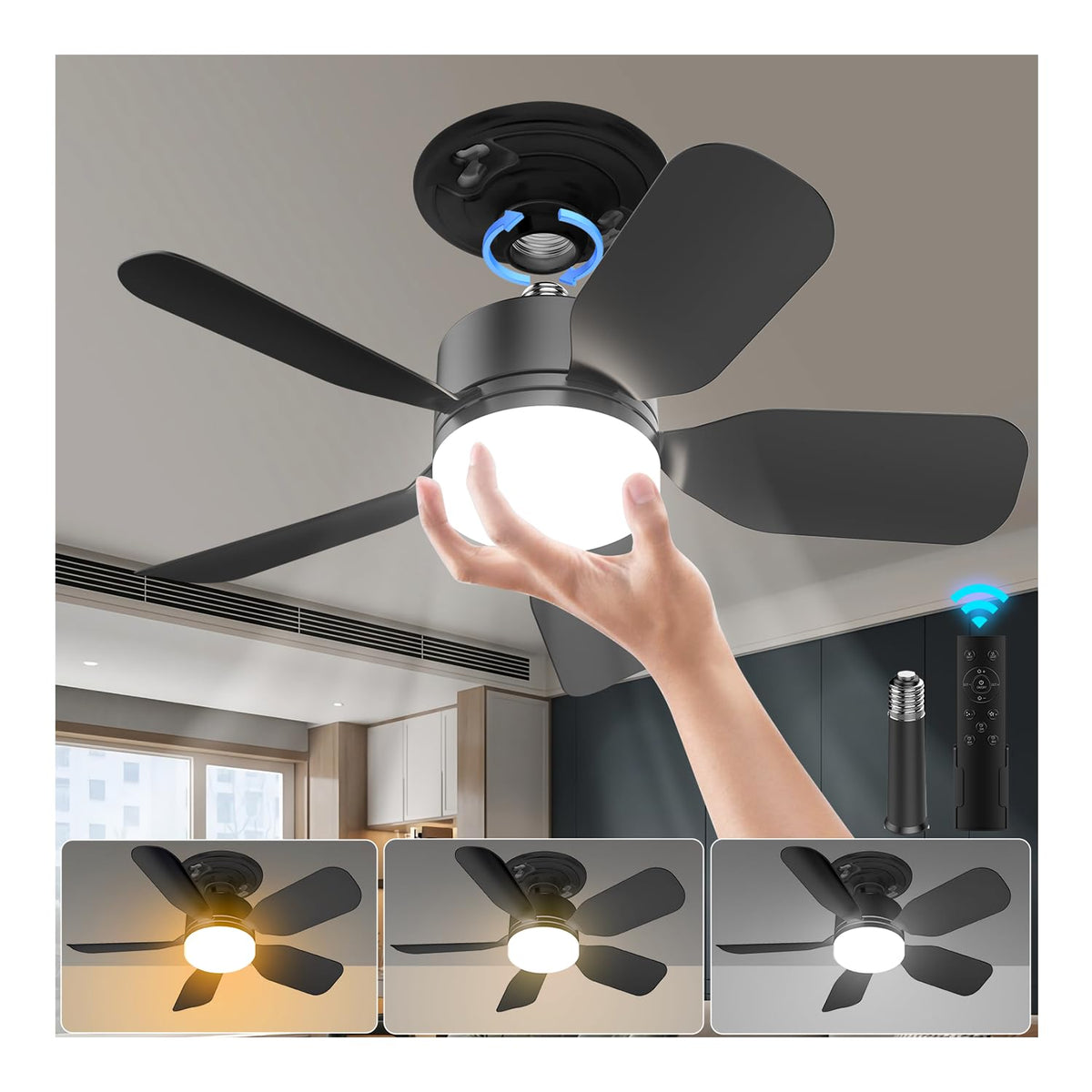 Aupuslite 20-inch ceiling fan light with remote for easy cooling and illumination