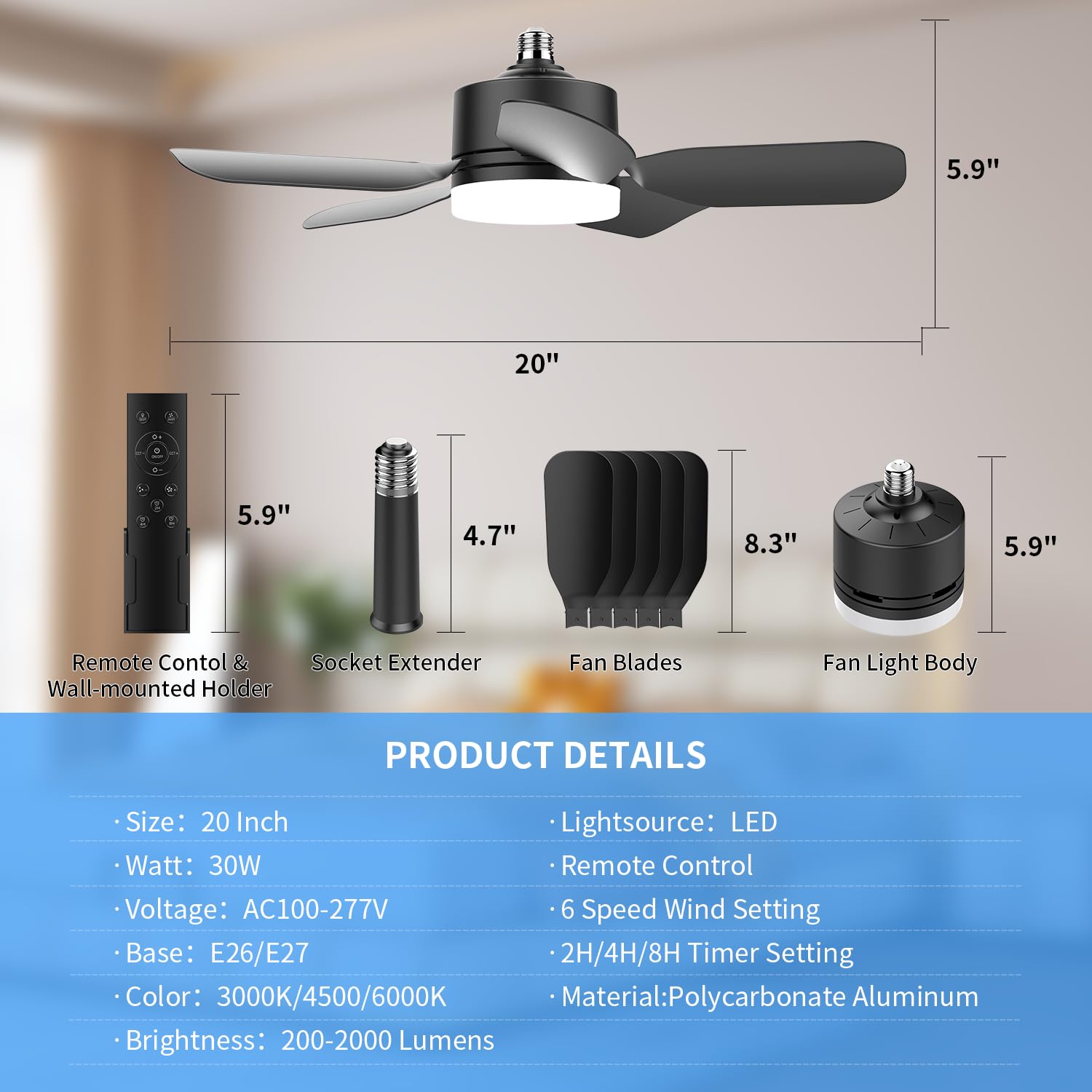 Aupuslite light with brightness and color temperature options 3000-6000K