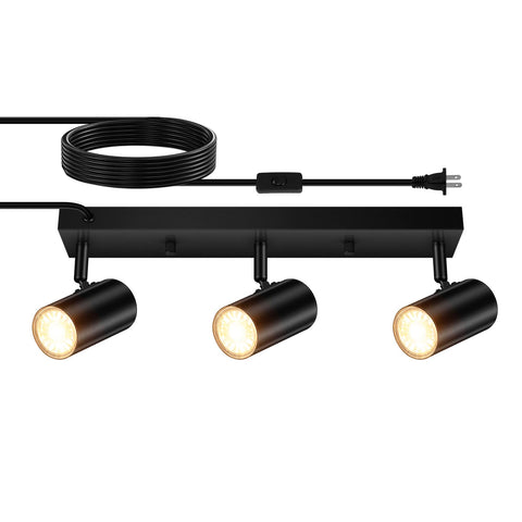 AUQUEE 3-light track lighting kit in black for versatile ceiling spotlight setup