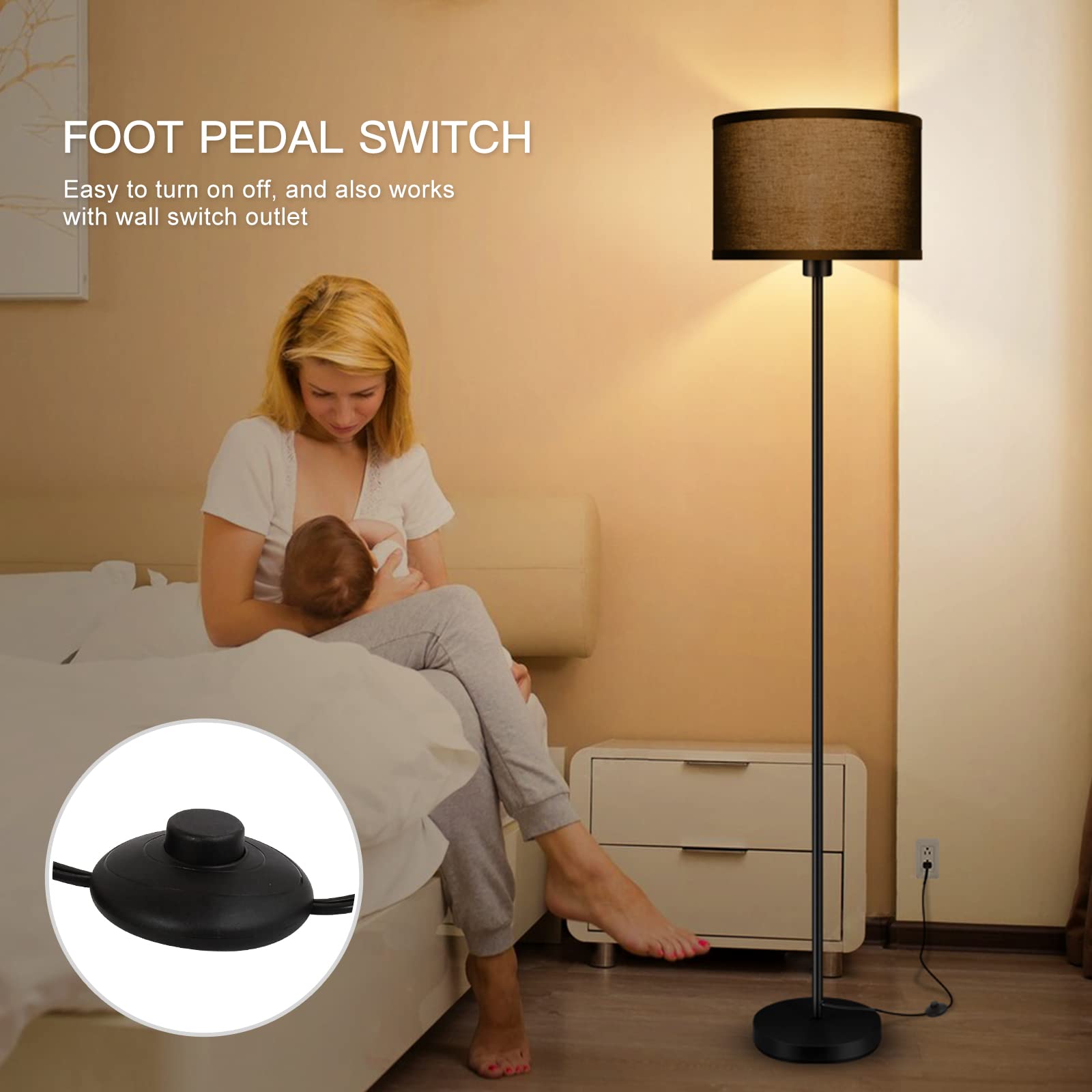 AUQUEE floor lamp stands at 59 inches for tall ceilings and clear viewing angles.