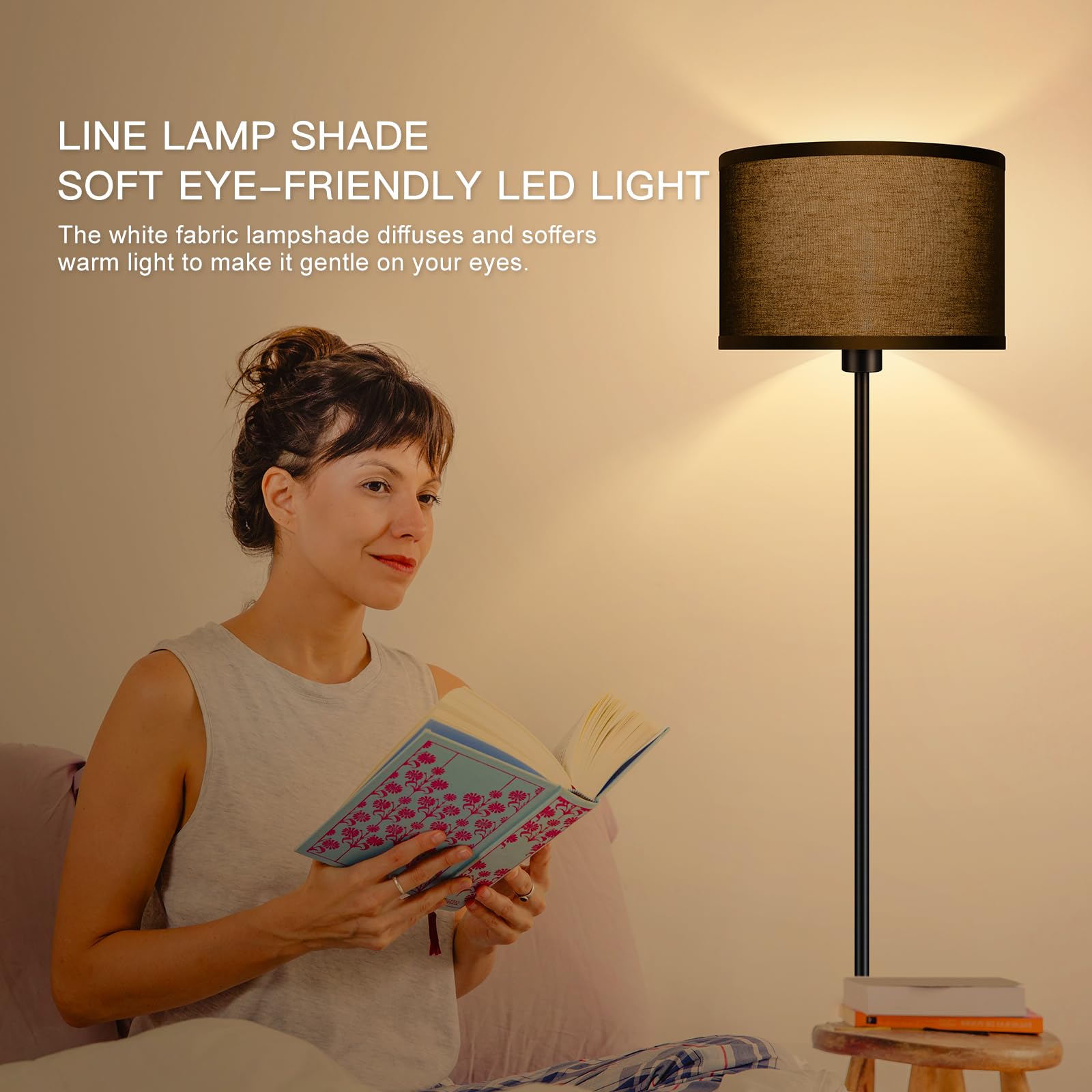 AUQUEE floor lamp with foot switch offers hands-free control.