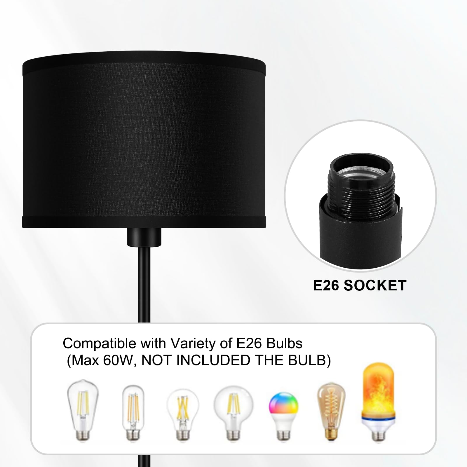 AUQUEE linen black shade softens glare for comfortable reading sessions.