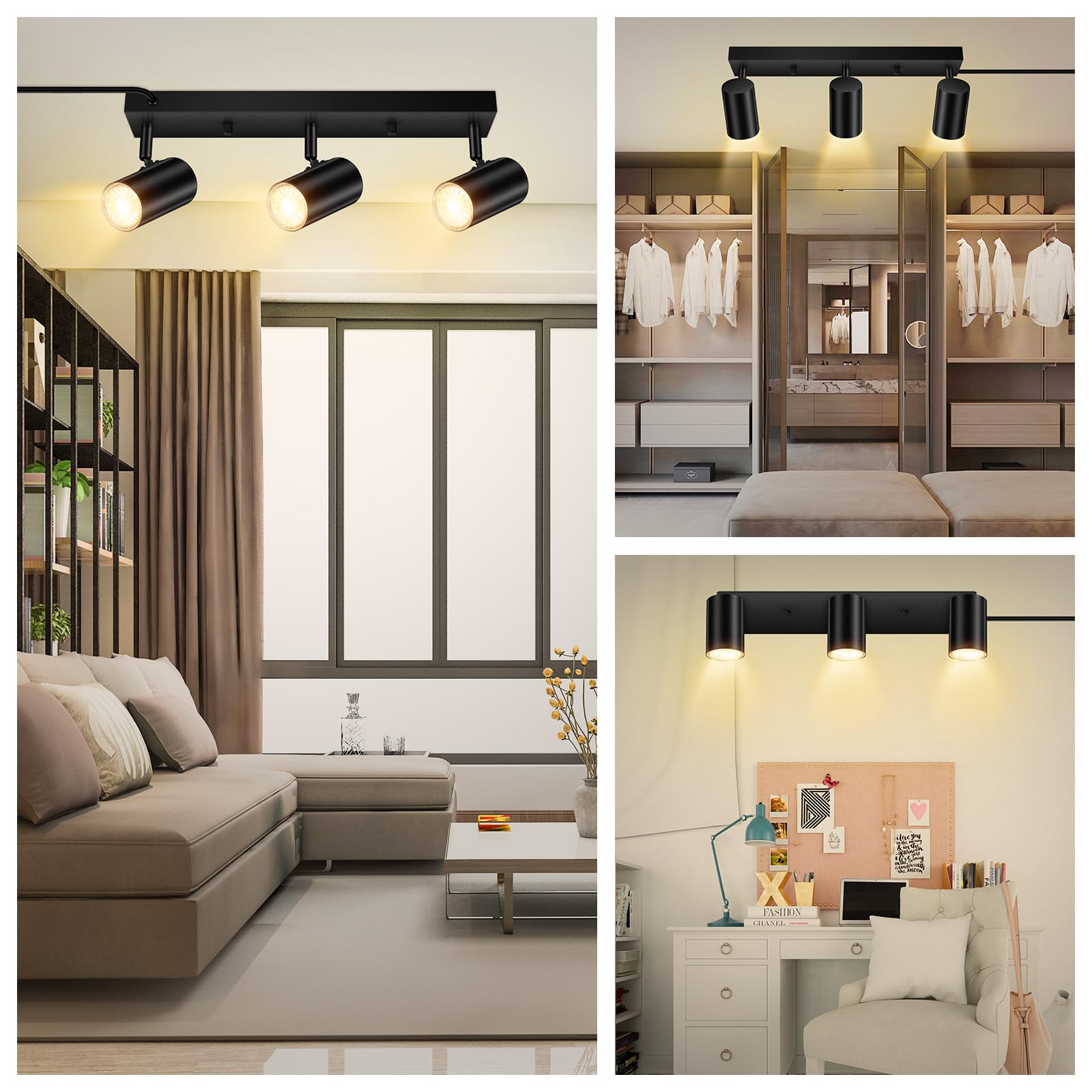 AUQUEE track head rotation for precise light angles on cabinets and art