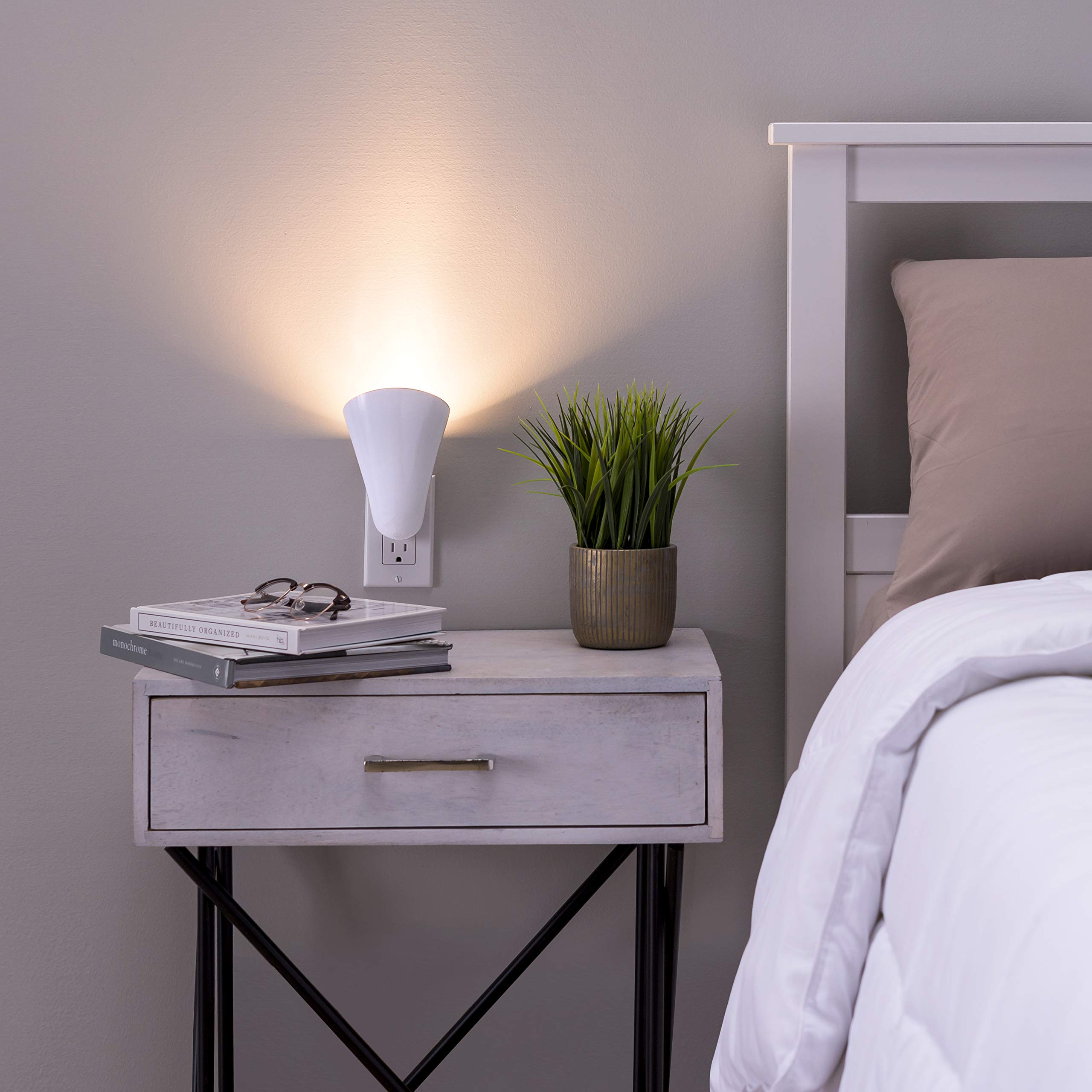 AURAGLOW touch-button uplight lets you switch mood lighting quickly.