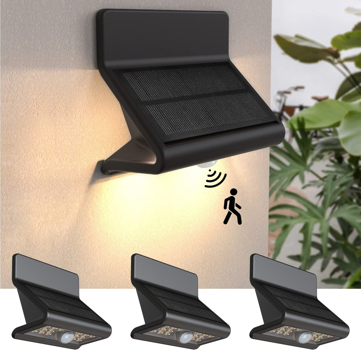 AURAXY motion sensor outdoor light seen from the front, highlighting even illumination.