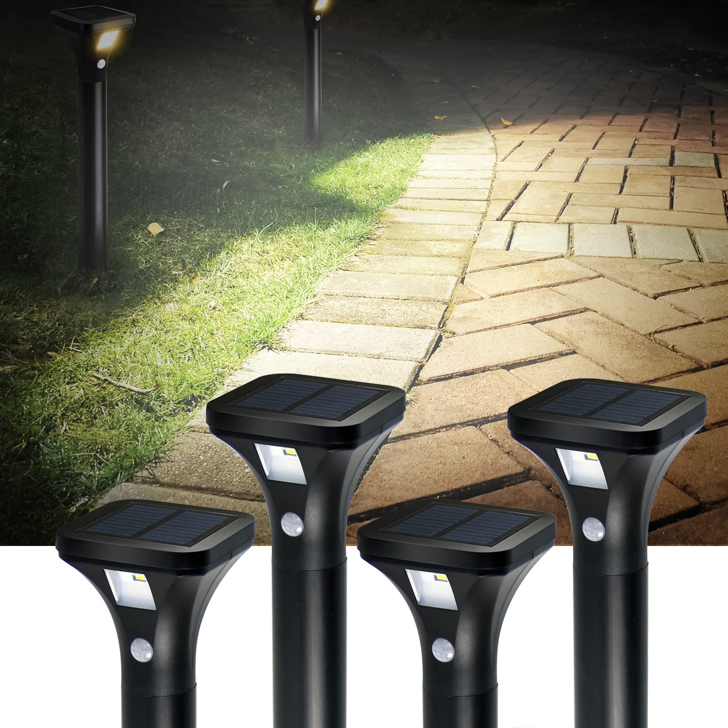 AURAXY solar outdoor lights with motion activation illuminate paths efficiently.