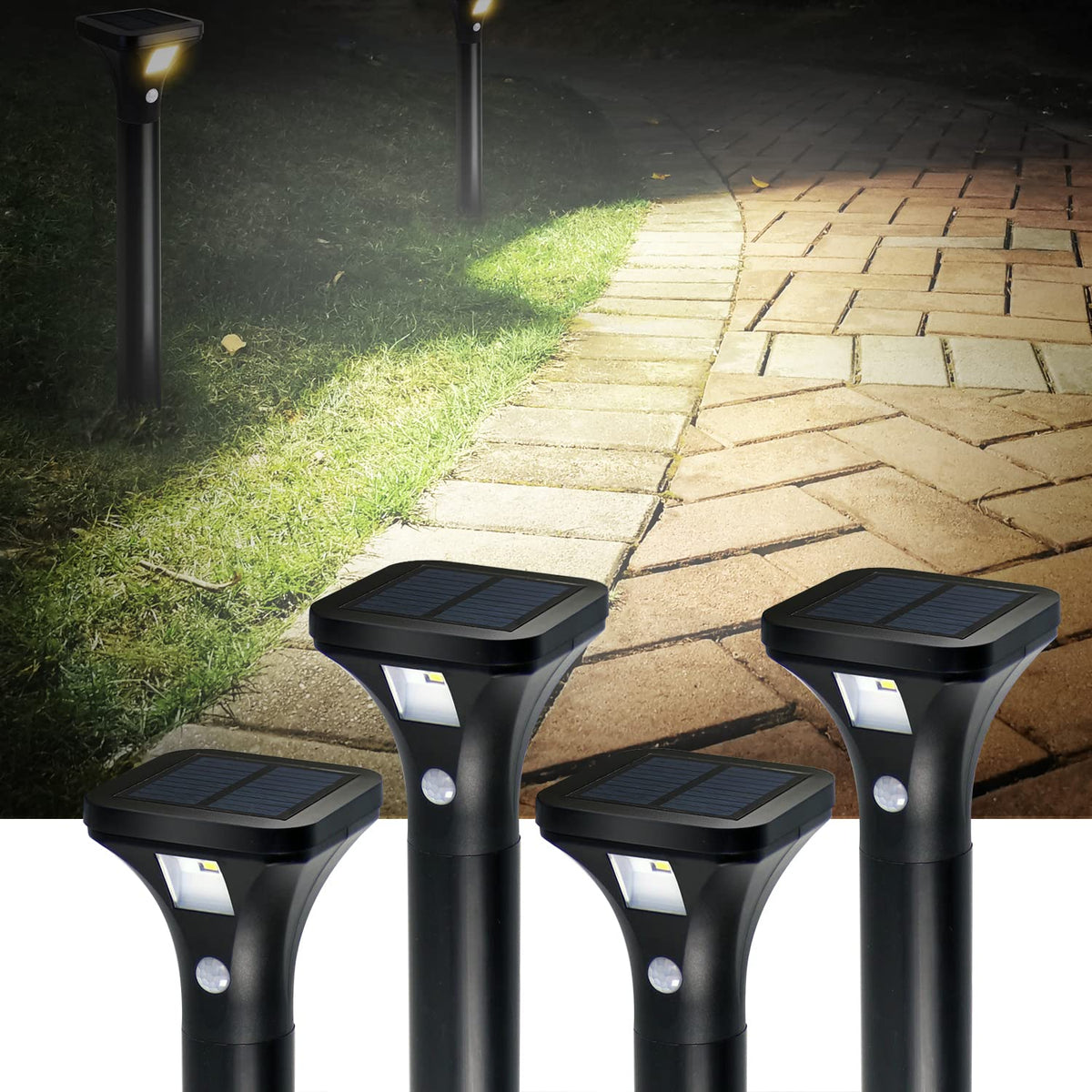 AURAXY solar outdoor lights with motion activation illuminate paths efficiently.