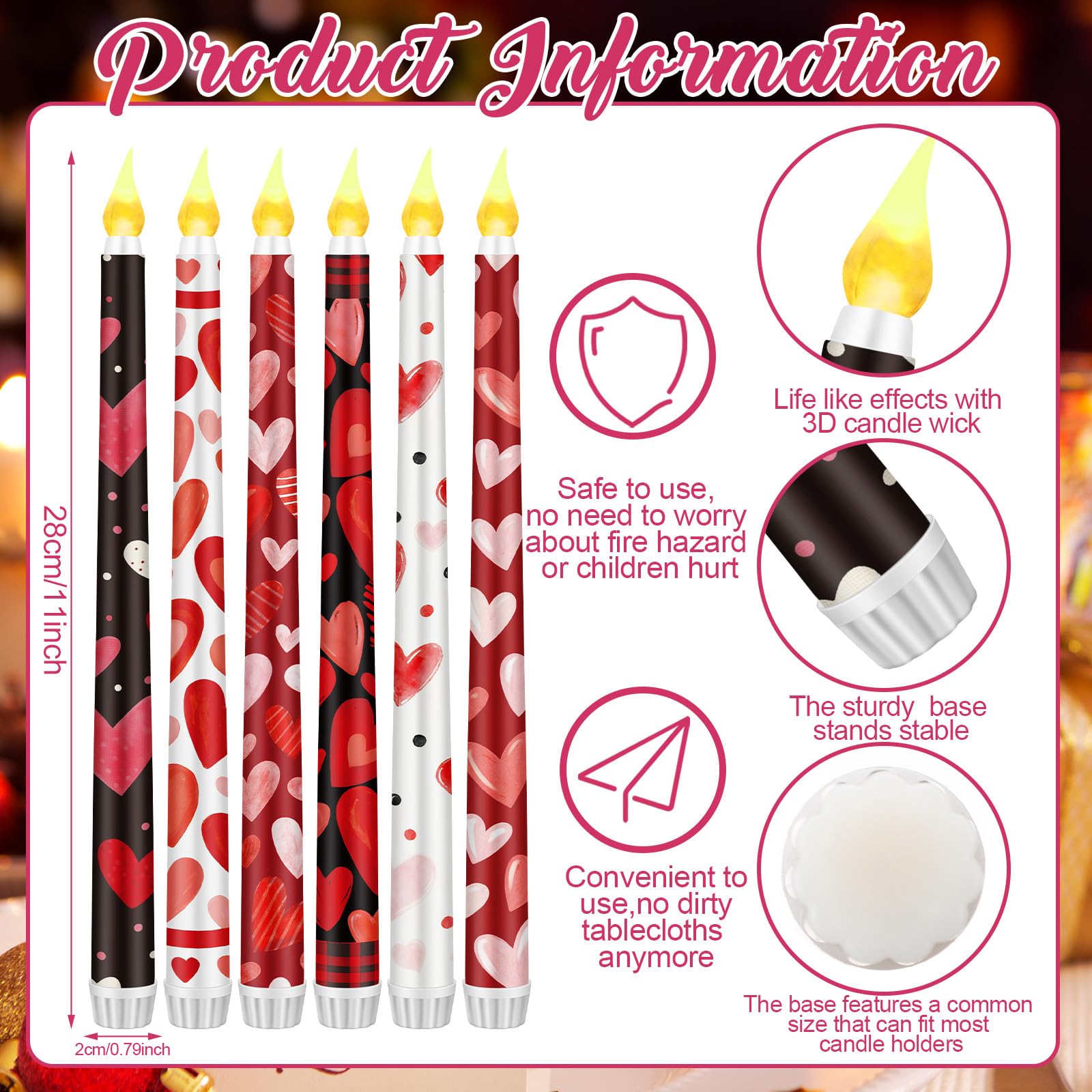 Aurelema 11-inch flameless candles fit most holders for mantel displays