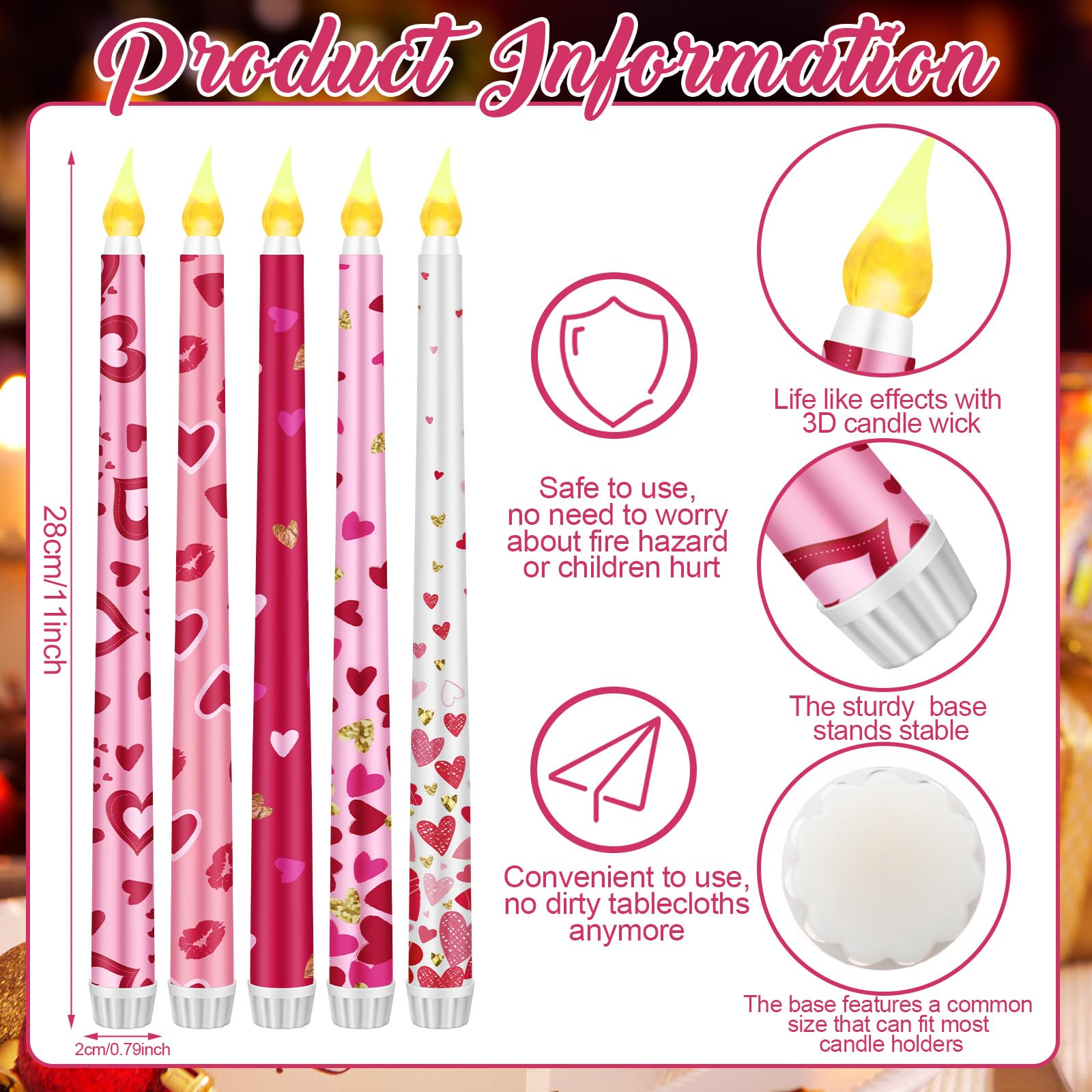 Aurelema 11-inch flameless candles in pink and red colors