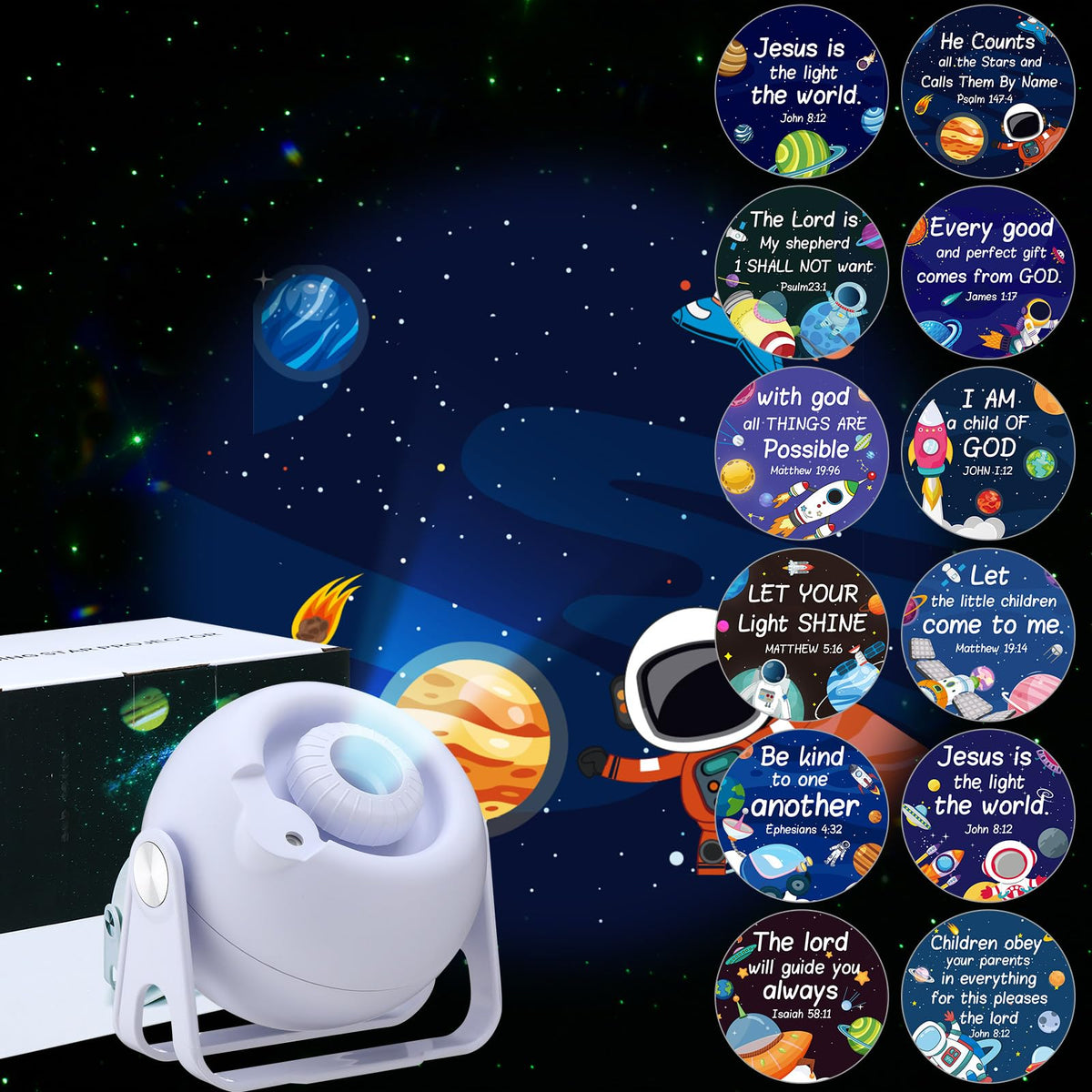 Aurelema Bible Verses Projector shows verse discs on walls for reflection