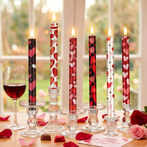 Aurelema Valentines Day LED candles set with heart elements for romantic decor