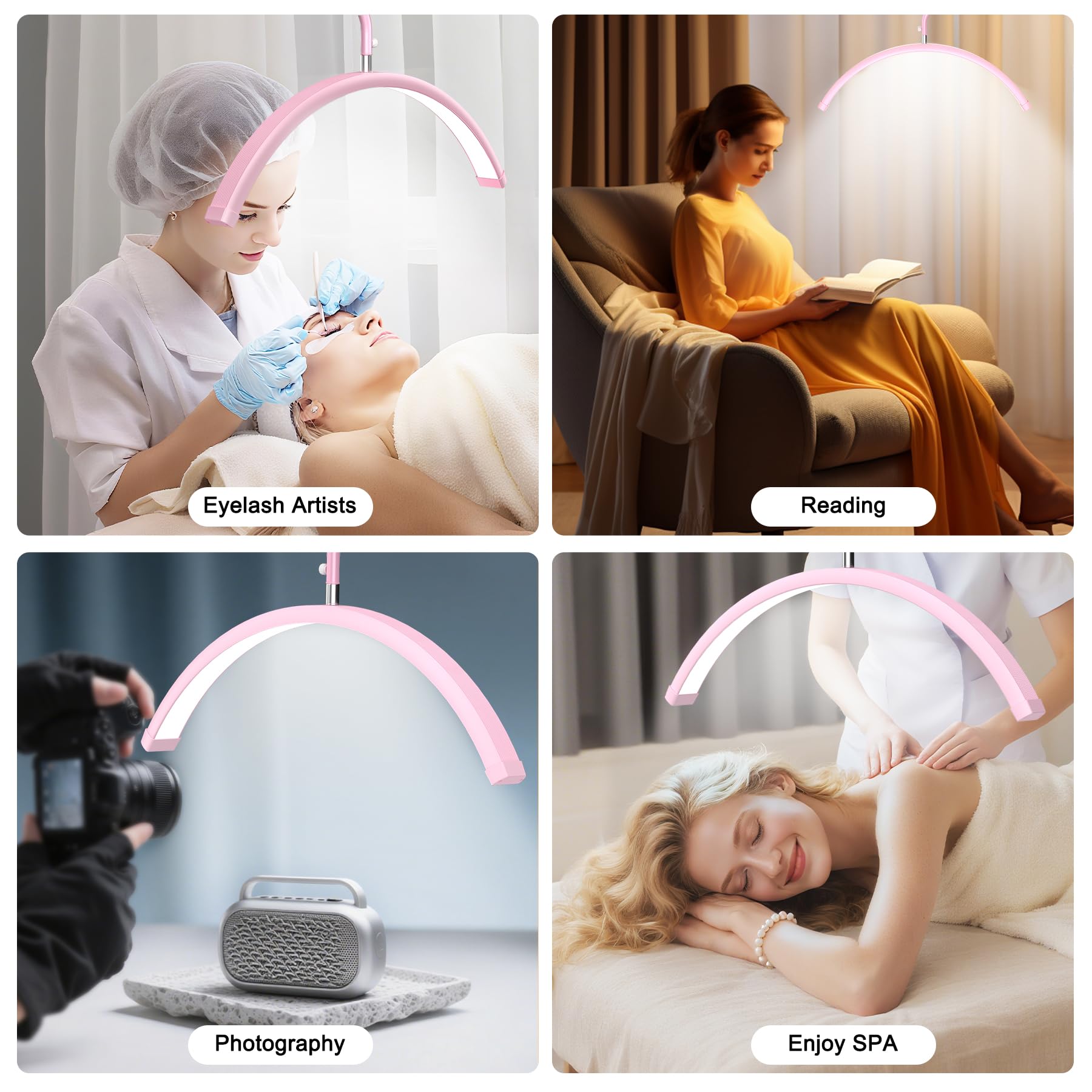 AURELLE Half Moon Lash Light dimmable brightness for versatility.