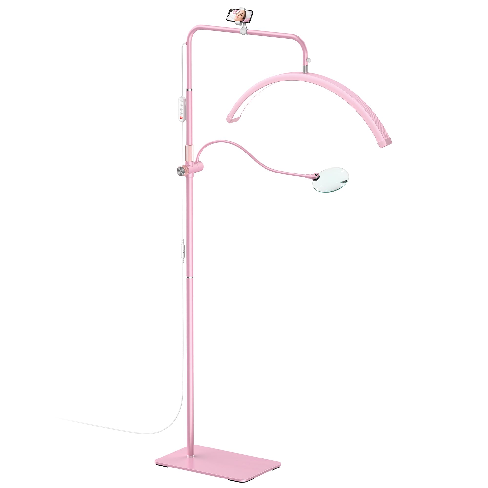 AURELLE Half Moon Lash Light front view with adjustable brightness for precise lash work.