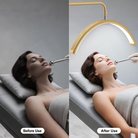AURELLE Half Moon Lash Light with adjustable height for studio and home setups