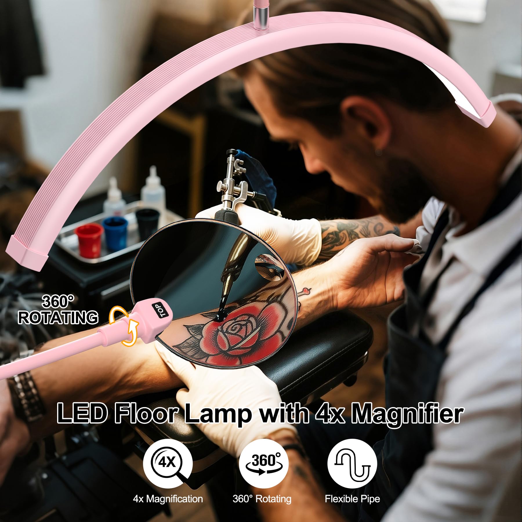 AURELLE Half Moon Lash Light tilting head enables flexible illumination.
