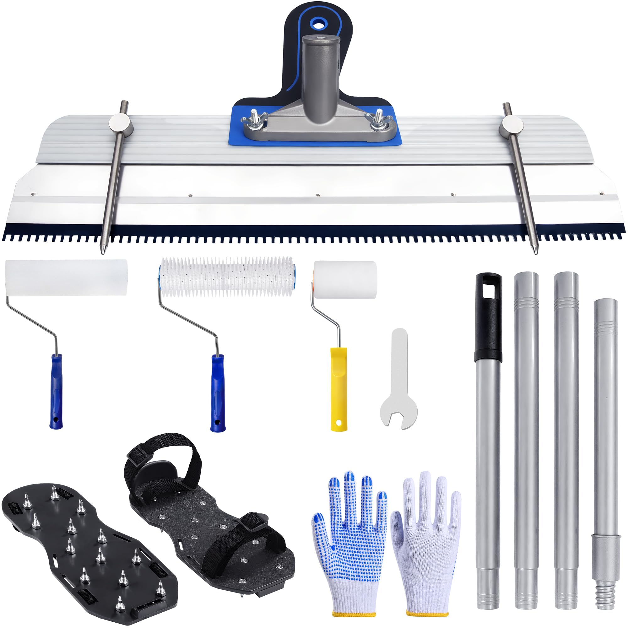 Aurixus self-leveling tool kit rake smooths cement for even surfaces.