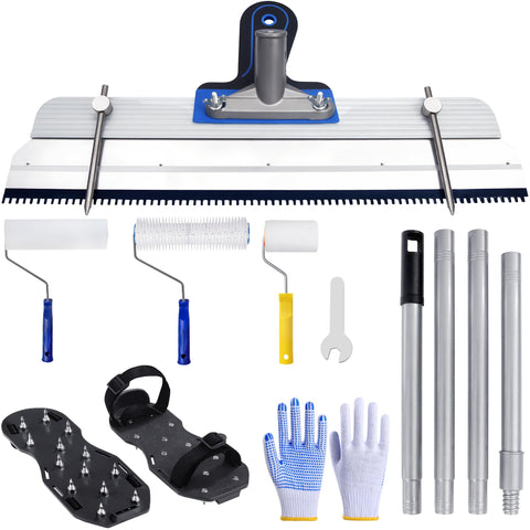 Aurixus self-leveling tool kit rake smooths cement for even surfaces.