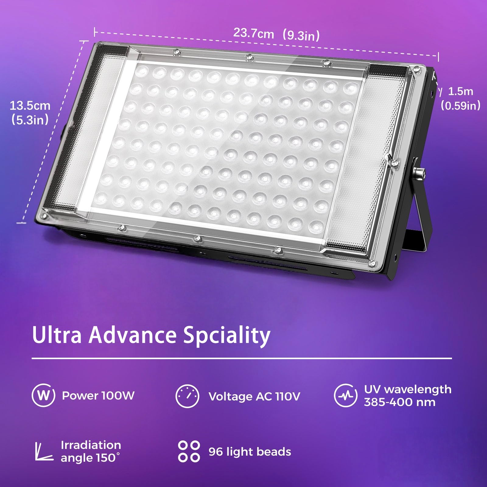 AUROHOPE 100W black light with heat sink design for reliable cooling