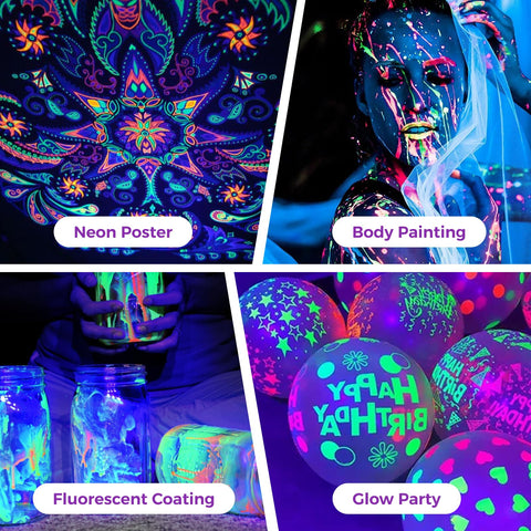 AUROHOPE 100W black light in use at glow party or neon decor setup