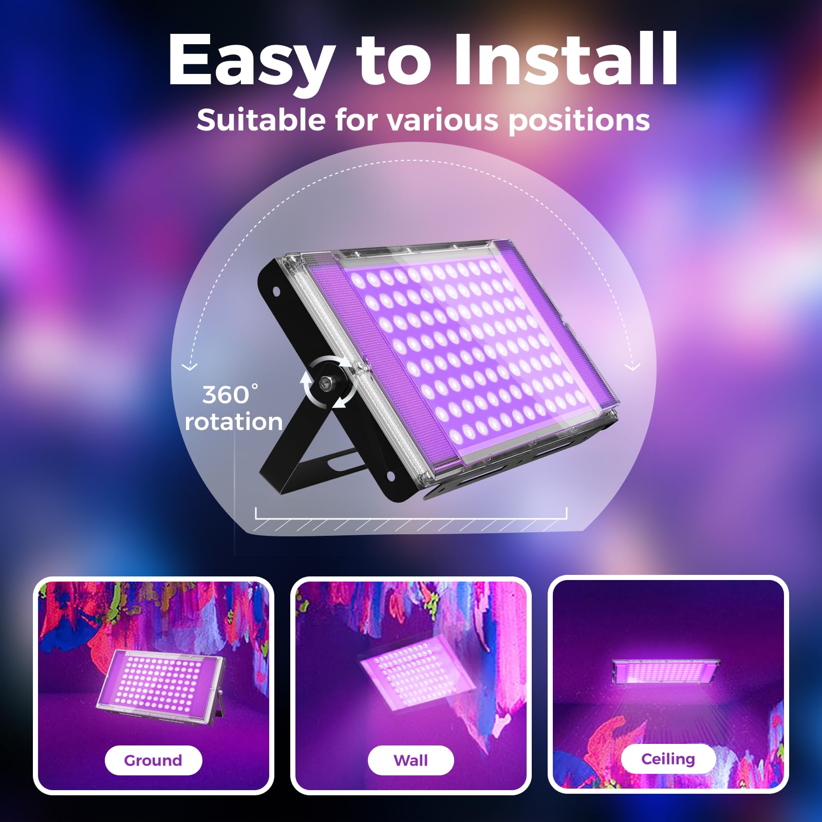AUROHOPE 100W black light IP66 waterproof for outdoor or damp environments
