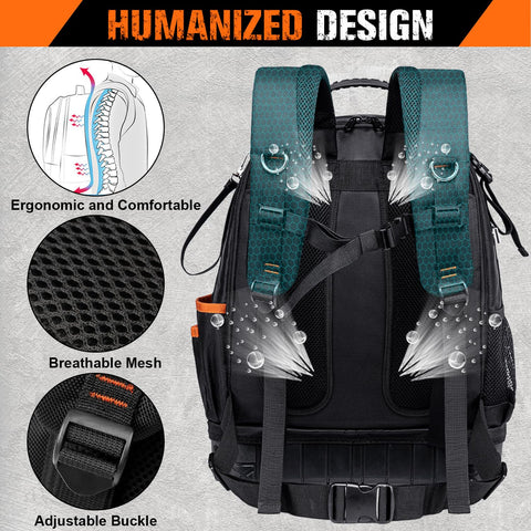 AUROPEAK 96-pocket HVAC tool backpack ergonomic straps reduce fatigue