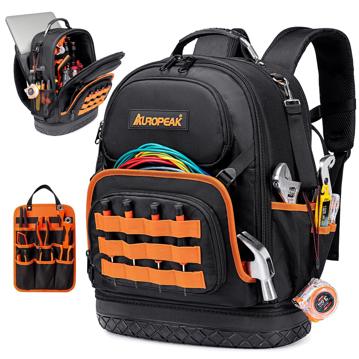AUROPEAK 96-pocket HVAC tool backpack front view for organized professionals