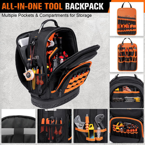 AUROPEAK 96-pocket HVAC tool backpack open design enables quick access