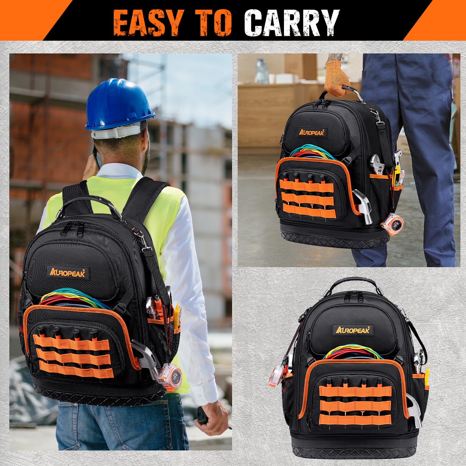 AUROPEAK 96-pocket HVAC tool backpack fits in most vehicles